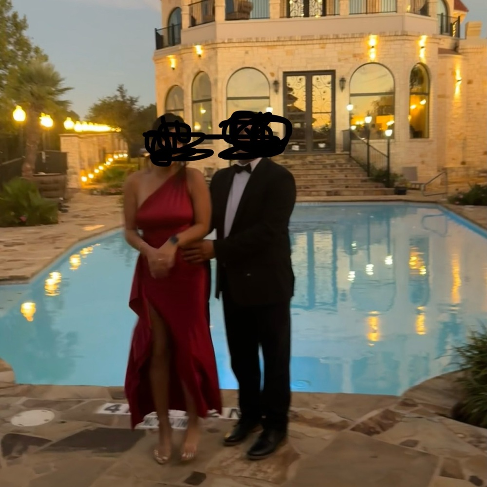 Amazon One-Shoulder Wine Dress - Picture 6 of 6